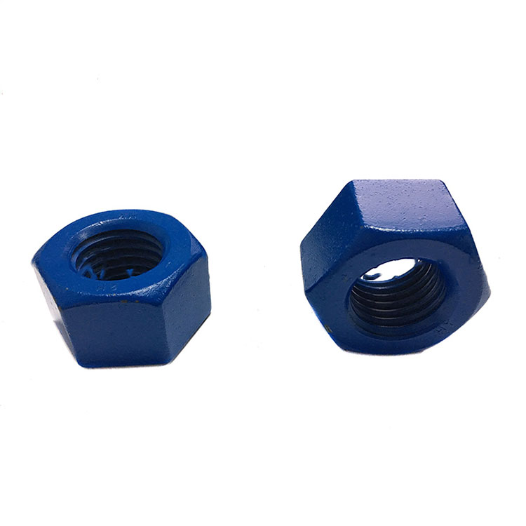 Tuerca pesada hexagonal azul PTFE de teflón grado 2H ASTM A194