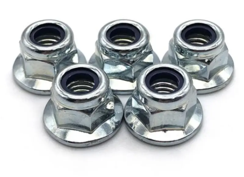 Tuerca de seguridad con brida hexagonal DIN 6926, dentada, cincada blanca