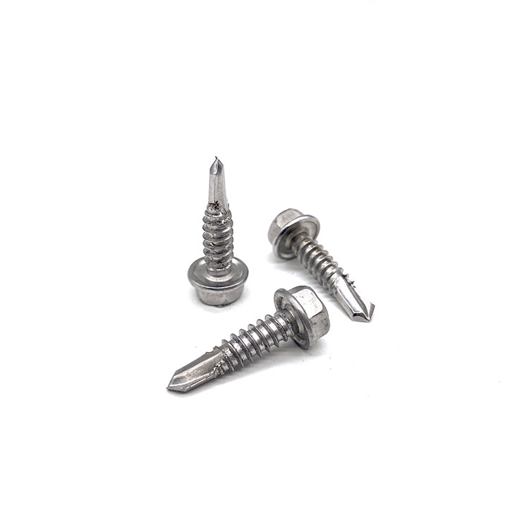 Tornillos autoperforantes con cuello de cabeza hexagonal con brida de acero inoxidable A2-70 DIN7504K