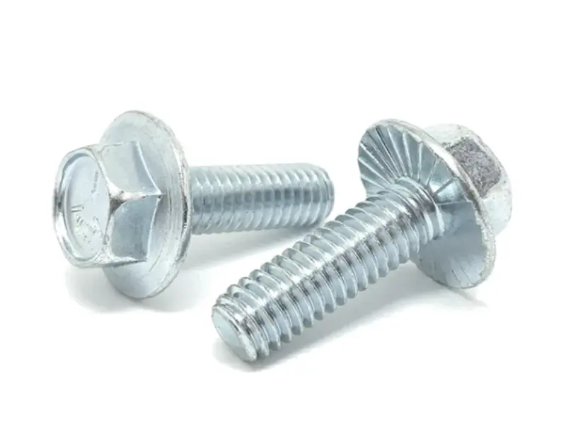 Perno antiaflojamiento de brida hexagonal dentada de acero al carbono galvanizado